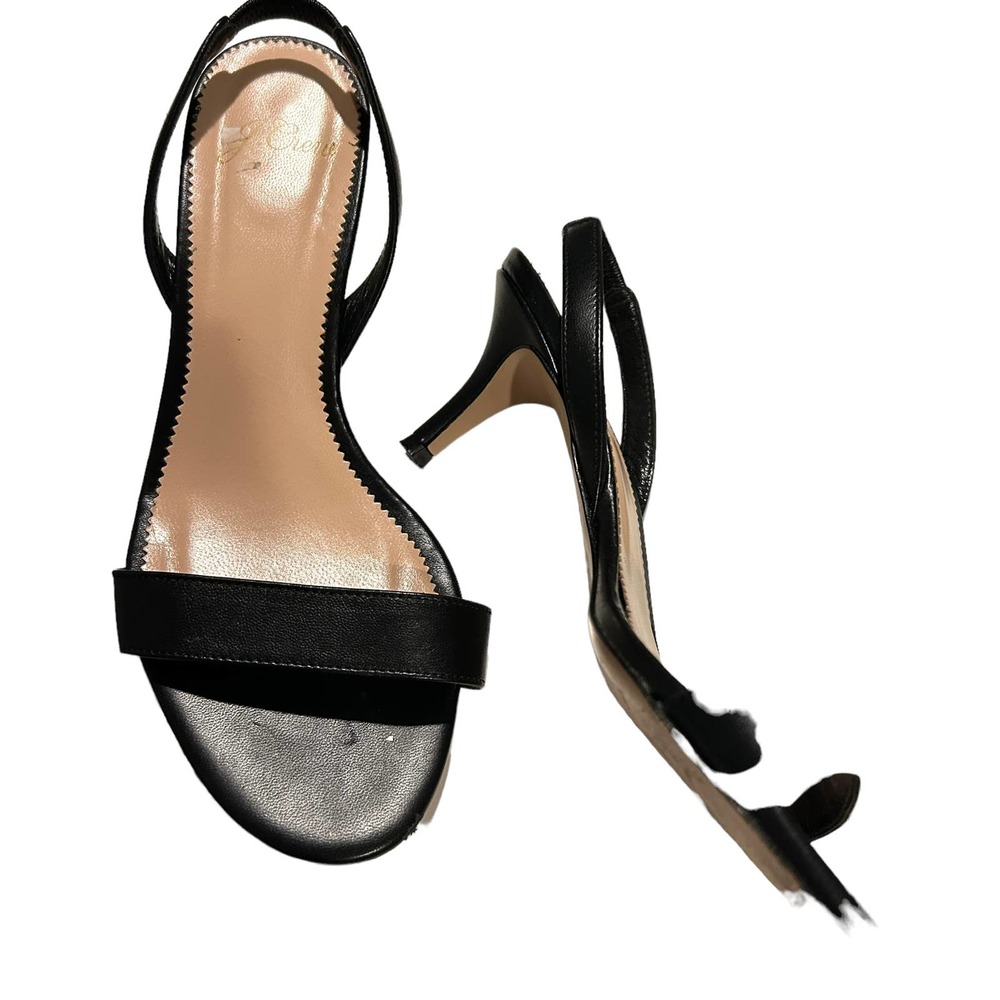 J. Crew sling back kitten heel sandal 7 black strap shoes wedding low heel